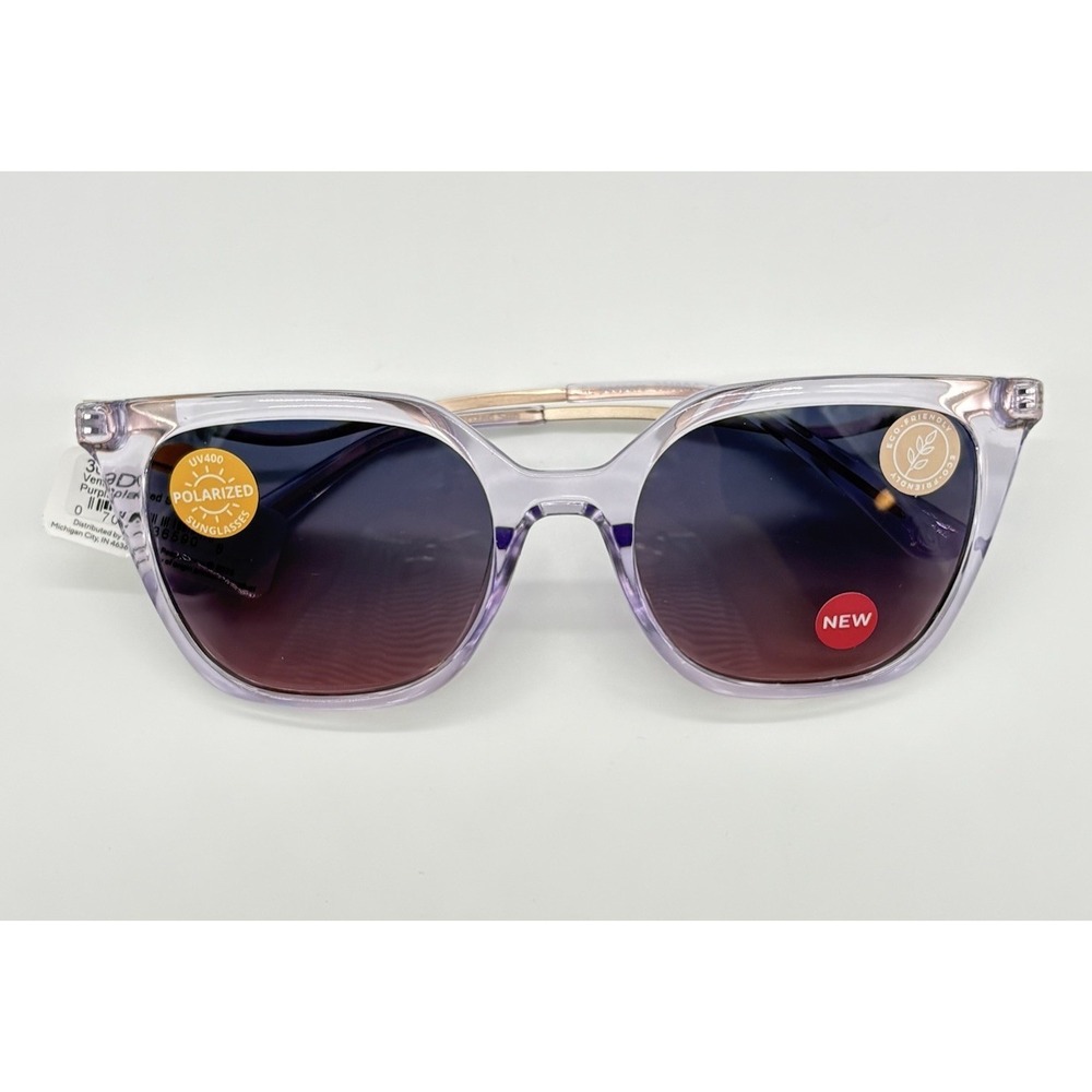 Peepers Specs Venue Sunglasses Clear Purple Frames & Polarized Lenses Square